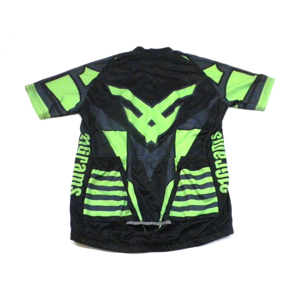 21‎ Grams Cycling Jersey Mens XL Black Green Full Zip Racing Short Sleeve